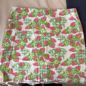 Lilly Pulitzer Pink and Green Floral Mini Skirt Crème Freche